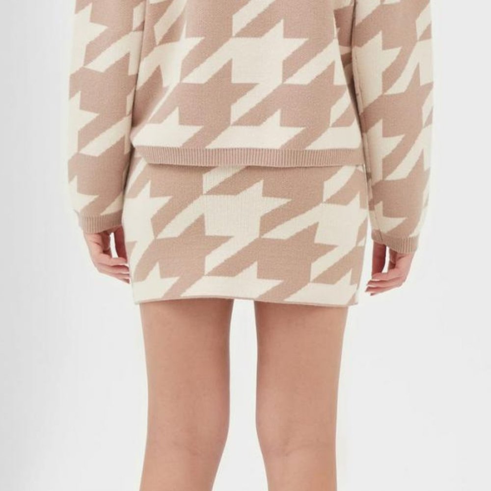 4th & Reckless Women's Nude Houndstooth Knitted, Size XXS  - New with Tags - Picture 2 of 6